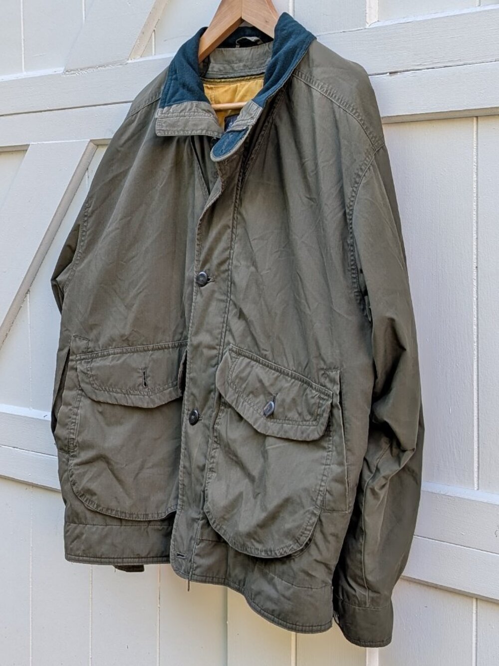 Vintage London Fog Olive Green Corduroy Collar Utility Field Barn Jacket Coat M